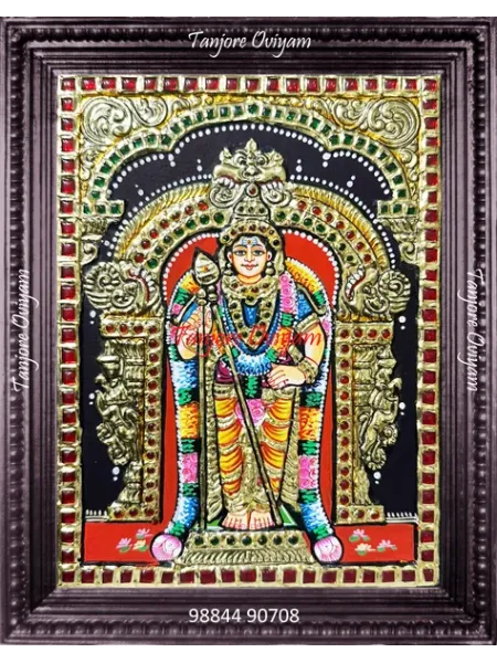 Lord Thiruchendur Murugan Tanjore Painting